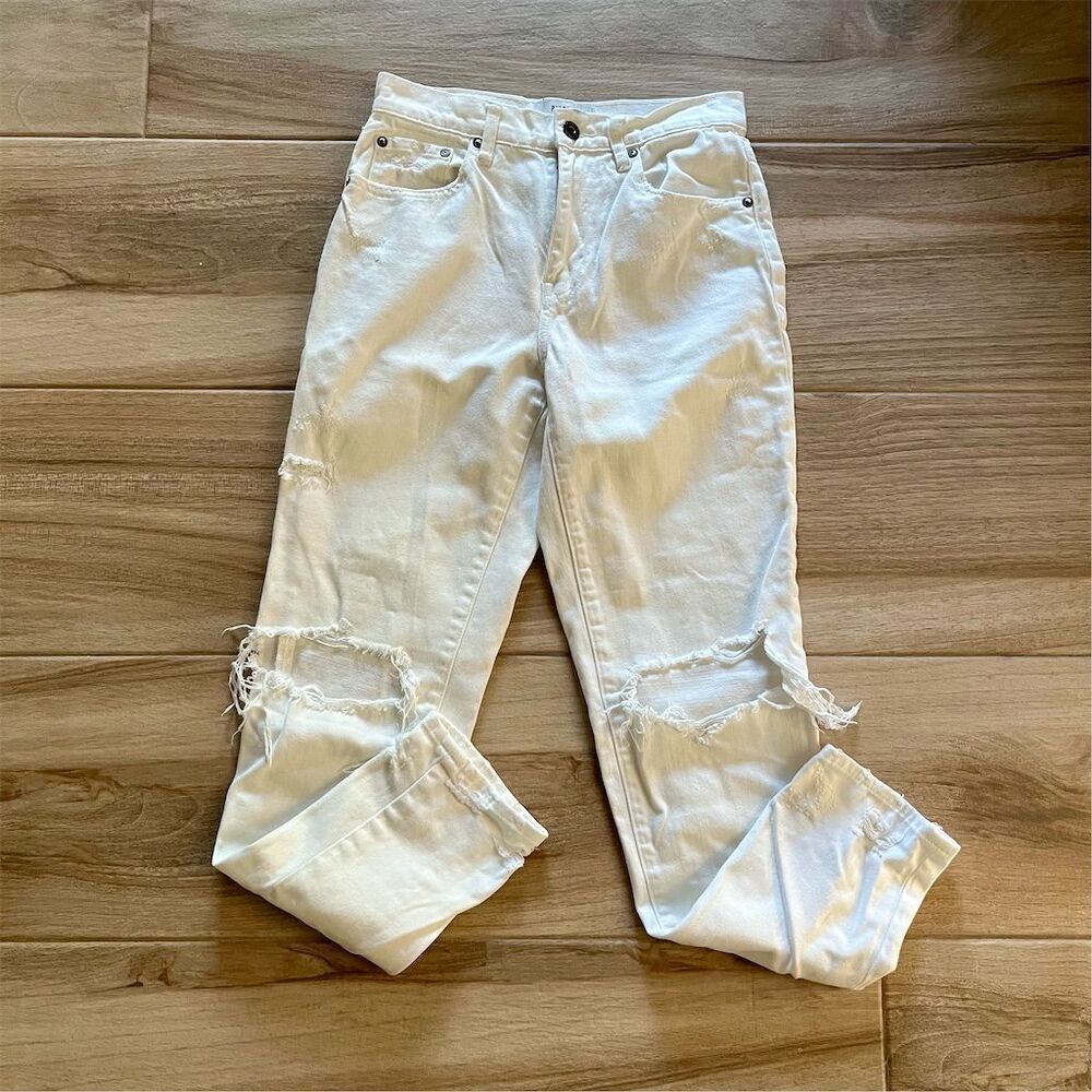 Pistola Women's Presley High Rise Distressed White Jeans Size 25